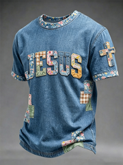 Men's Jesus Flowers Short Sleeves T-shirt