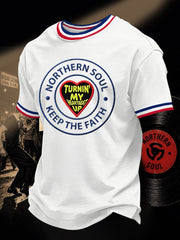 Men's Retro Northern Soul Keep The Faith Print Casual Tee