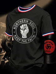 Men's Retro Northern Soul Keep The Faith Print Casual Tee