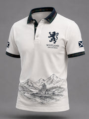 Men's Scottish Plaid Print Casual Polo
