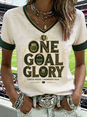 Women's Green Football Lover Art Printed T-shirt