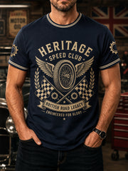 Men's Retro Car Culture Print Casual Tee