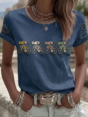 Women's Skeleton Bicycle Short-sleeved T-shirt
