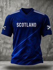 Men's Scotland Art Printed V-neck Short Sleeve T-shirt