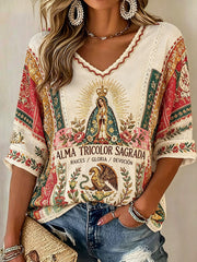 Women's Mexico Football Lover Art Printed T-shirt