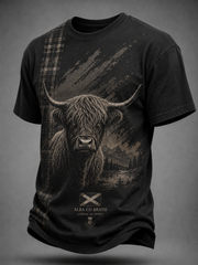 Men's Scottish Highland cow print short sleeves t-shirt