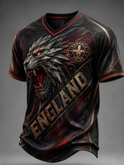 Men's UK Football Lover England Printed V-neck T-shirt