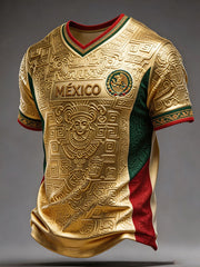 Men's Mexico Football Lover Art Printed T-shirt