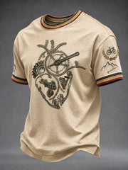 Men's Fun Bicycle Parts Heart Short Sleeves T-shirt
