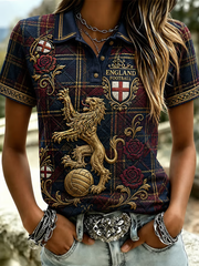 Women's UK Football Lover England Printed polo T-shirt