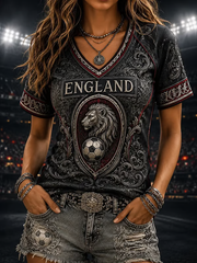 Women's UK Football Lover England Printed short-sleeved T-shirt