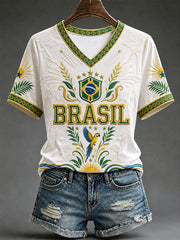 Women's Gift For Football Fans Print Casual V-Neck Tee