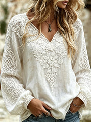 Women's Classy Roses Viking Celtic Knot Print Cotton-Linen Shirt