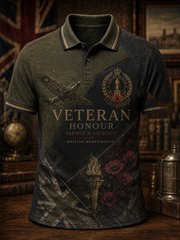 Men's British veteran print polo shirt