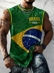 Men's Brazil Football Fan Gift Art Print Vests