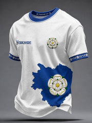 Men's Yorkshire Day White Roses Art Printed T-shirt