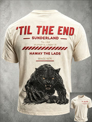 Men's England Football Lover Black Cats Art Printed T-shirt