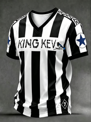 Men's Rip King Kev 7 England Football Lover Printed V-neck T-shirt