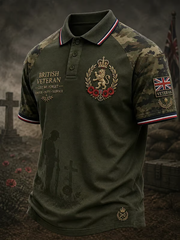 Men's British Veteran Print three buttons shoulder sleeve