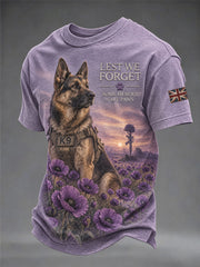 Men's Lest We Forget Some Heroes Have Paws Print Short Sleeves T-shirt