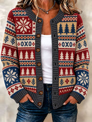 Women's Winter Trees Cardigan-Style Knit Jacket