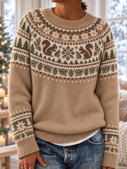 Women's Winter Deer Print Long-Sleeved Sweater
