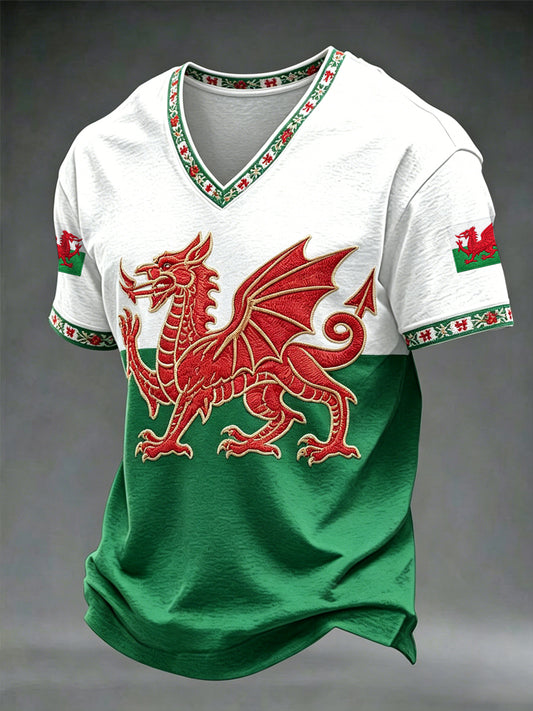 Men's Welsh Dragon V-neck T-shirt