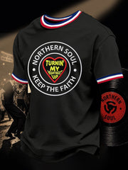 Men's Retro Northern Soul Keep The Faith Print Casual Tee