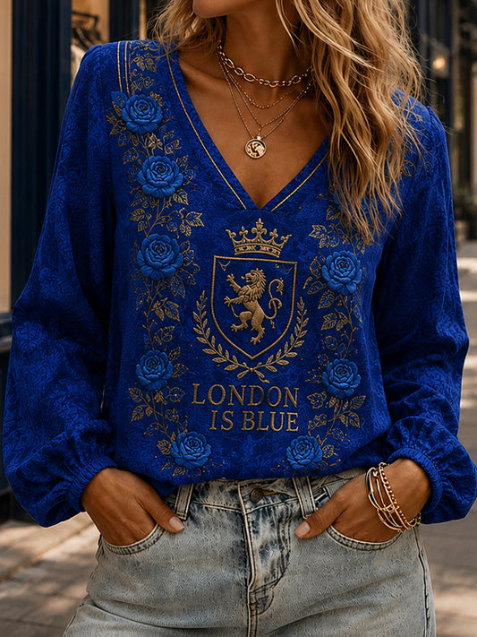 Women's London Blue Pride Printed Linen Shirt