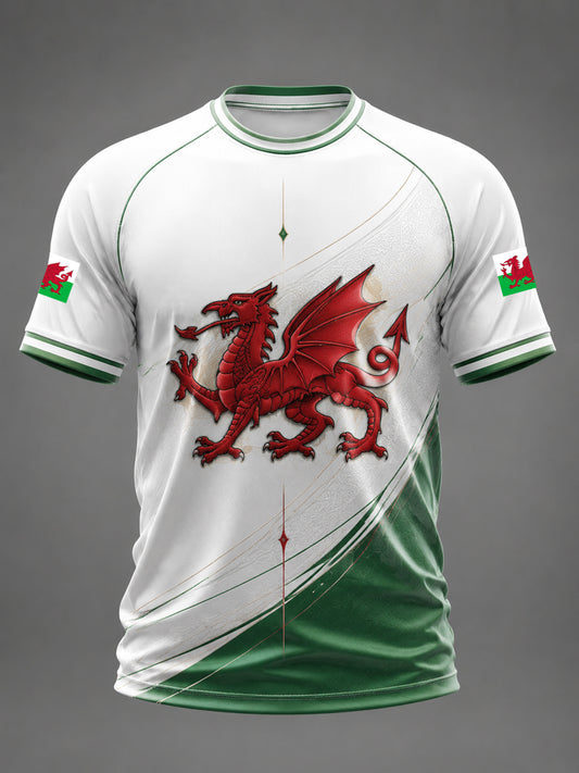 Men's Welsh Dragon Printed Casual short sleeves t-shirt