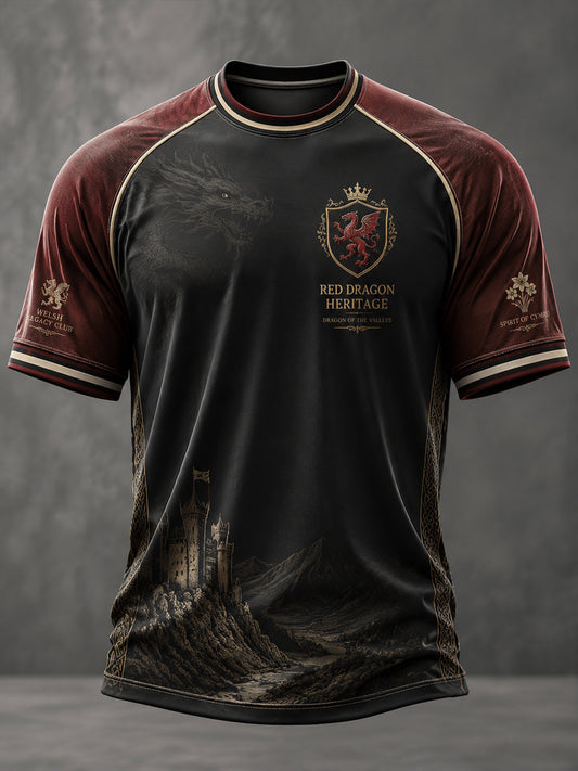 Men's Welsh Dragon Printed Casual short sleeves t-shirt