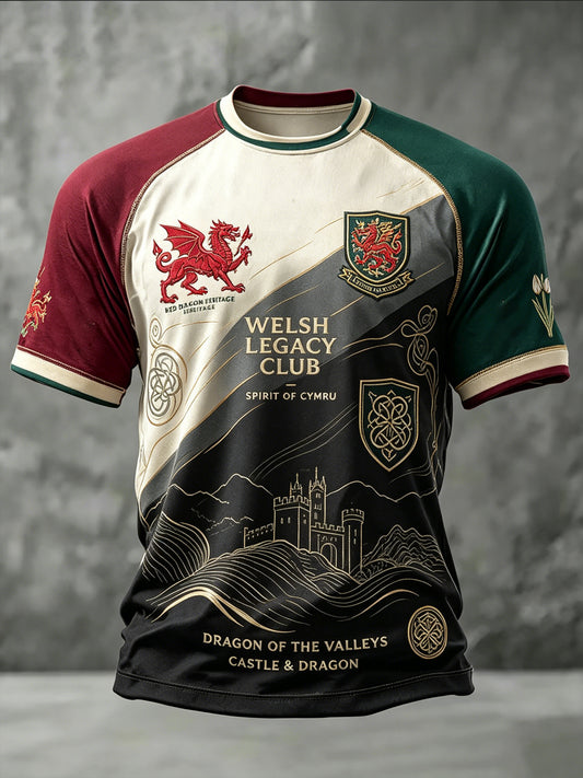 Men's Welsh Dragon Printed Casual short sleeves t-shirt