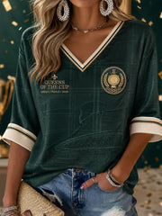 Women's Green Football Lover Art Printed T-shirt