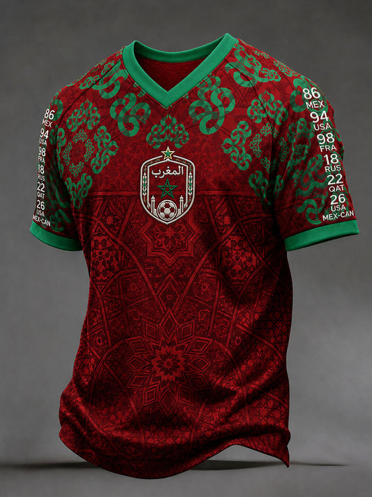 Men's Moroccan Football V-Neck T-Shirts