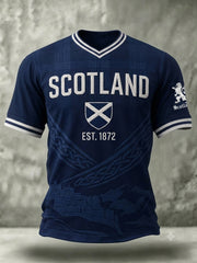 Men's Scotland Art Printed V-neck Short Sleeve T-shirt