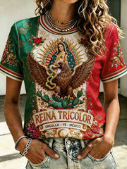 Women's Mexico Football Lover Art Printed T-shirt