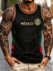 Men's Mexico Football Lover Art Printed Tank Tops