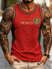 Men's Mexico Football Lover Art Printed Tank Tops