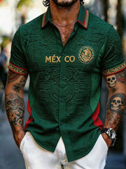 Men's Mexico Football Lover Art Printed Shirt