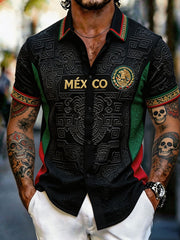 Men's Mexico Football Lover Art Printed Shirt