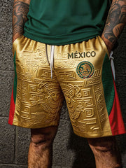 Men's Mexico Football Lover Art Printed Shorts