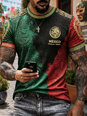 Men's Mexico Football Lover Art Printed T-shirt
