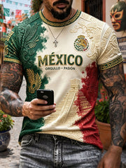 Men's Mexico Football Lover Art Printed T-shirt