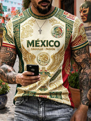Men's Mexico Football Lover Art Printed T-shirt
