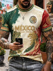 Men's Mexico Football Lover Art Printed T-shirt