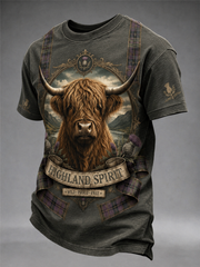 Men's Scottish Highland cow print short sleeves t-shirt
