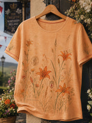 Women's North Ireland Orangemen's Day Lily Art Printed Linen T-shirt