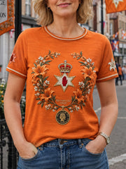 Women's North Ireland Orangemen's Day Lily Art Printed Linen T-shirt