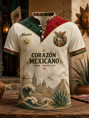 Men's Mexico Football Lover Art Printed Casual Tops