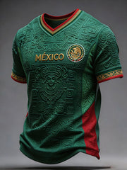 Men's Mexico Football Lover Art Printed T-shirt